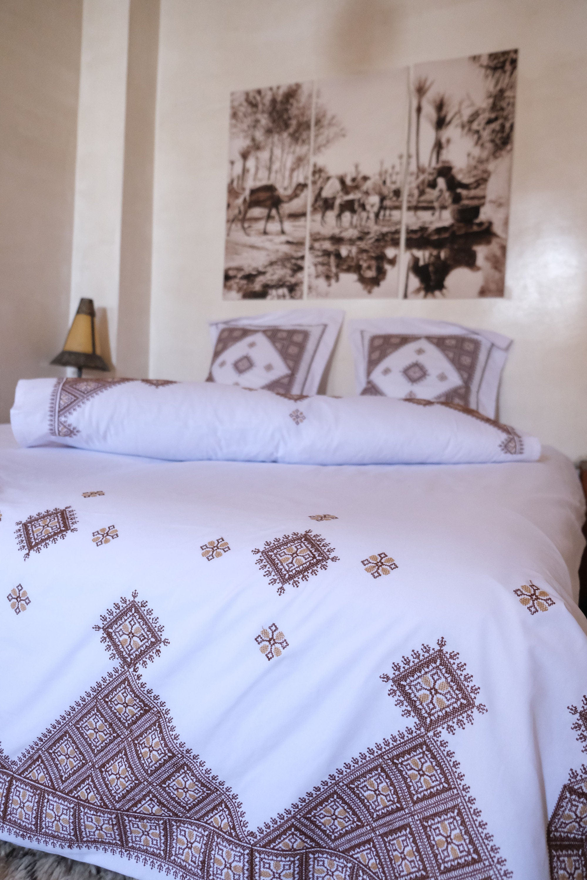 Moroccan Embroidered Duvet Cover Morocco Style Intricate Etsy UK