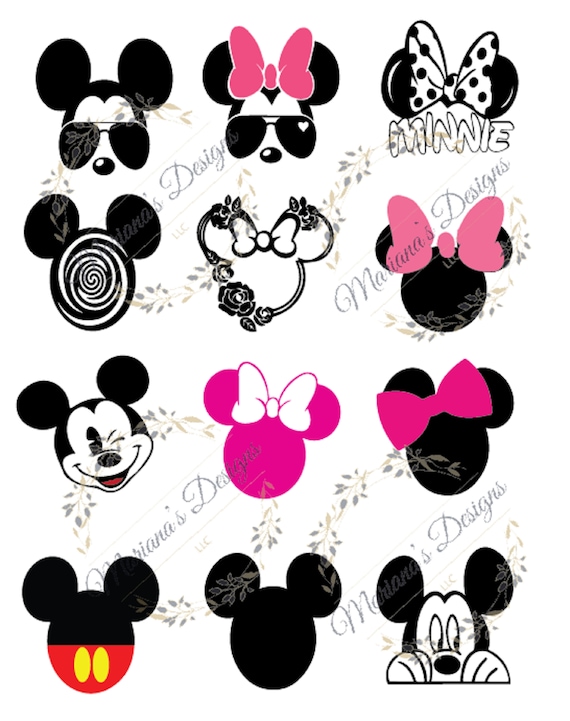 Minnie and Mickey Mouse Clipart SVG Digital Download, PNG and Free SVG Girl  Minnie Font - Etsy