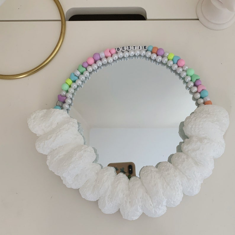 Circle Custom Foam Mirror w/ Y2K colorful beads with custom Etsy