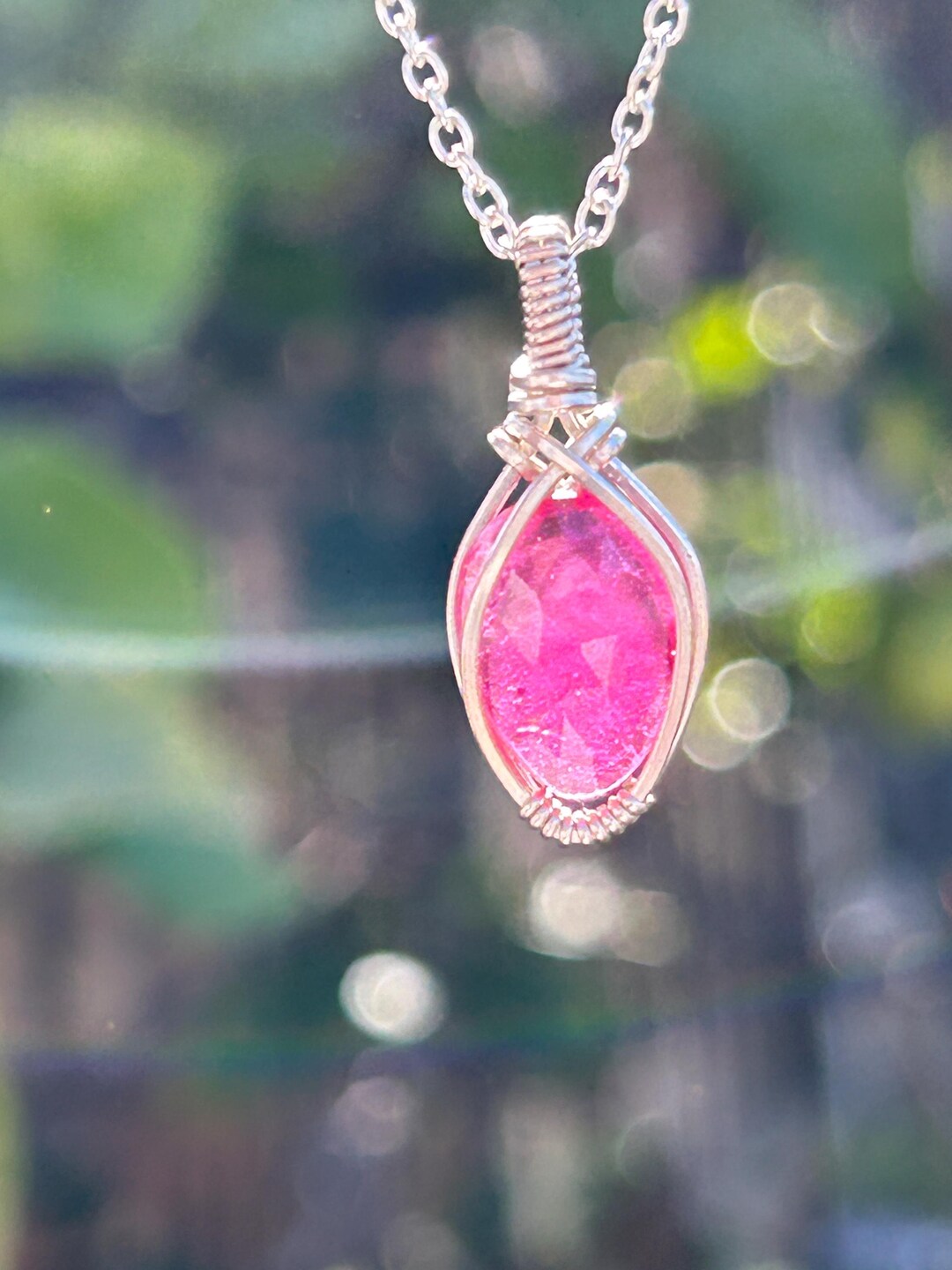 Red Ruby Jewelry Silver Wrapped Ruby Necklace | Red Ruby Jewelry | Red Crystal Necklace ...