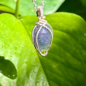 Iolite Sunstone Crystal Necklace | Handmade Wire Wrapped Pendant | Crystal Jewelry | Energy Healing Jewelry