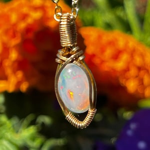 Ethiopian Welo Opal Wrapped Necklace | Genuine Opal Jewelry | Crystal Healing Pendant | Gift Idea | Authentic Opal Necklace
