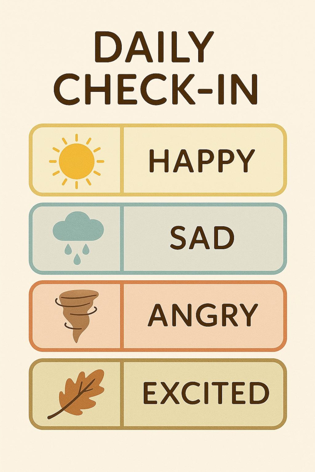Daily Check-in Poster | Feelings Chart for Morning Meeting & SEL - Etsy