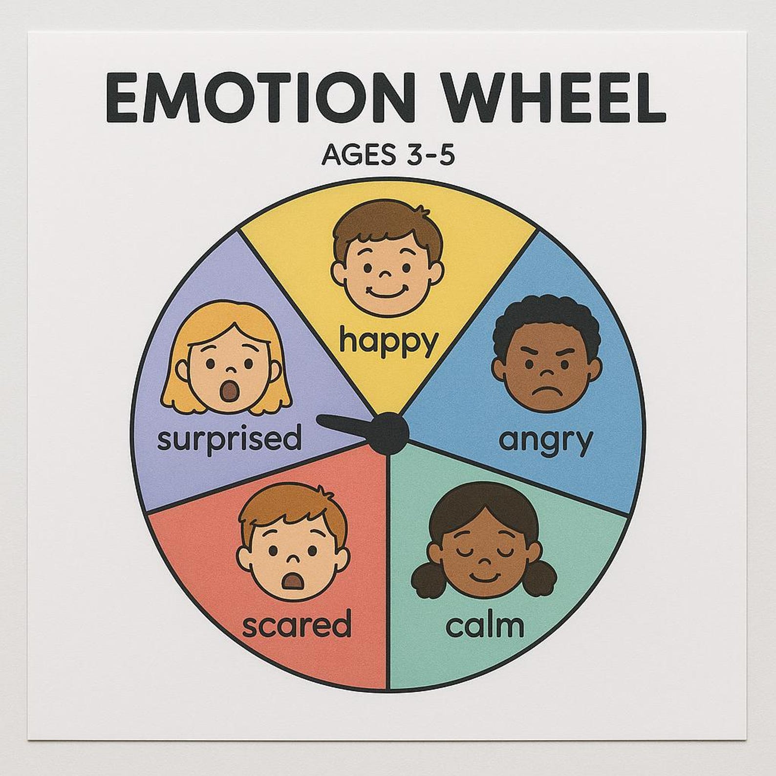 Emotion Wheel Printable | Feelings Chart for Kids Ages 3-5 | Preschool ...