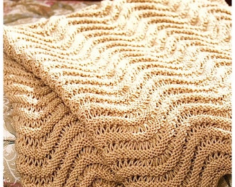 Chevron Afghan Knitting Pattern, Simple Zig-Zag or Ripple Afghan Knitting Pattern, Christmas Gift Idea, PDF INSTANT Download Pattern