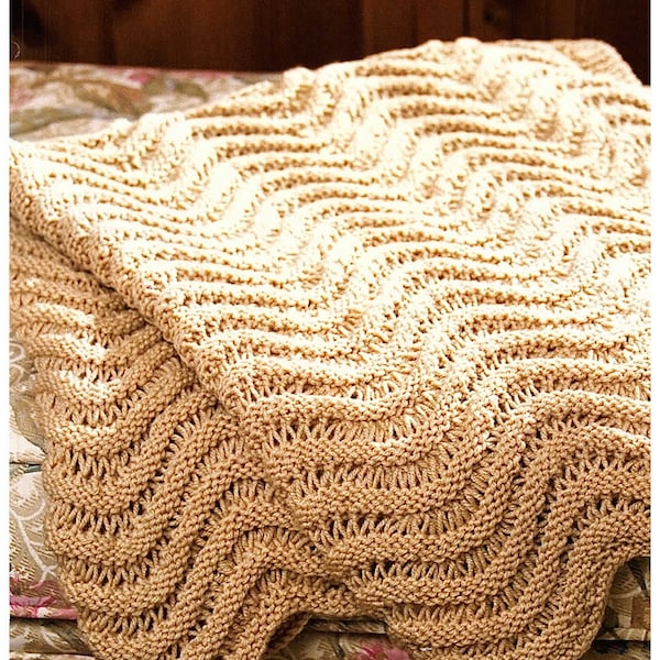 Chevron Afghan Knitting Pattern, Simple Zig-Zag ou Ripple Afghan Knitting Pattern, Idée cadeau de Noël, PDF INSTANT Download Pattern