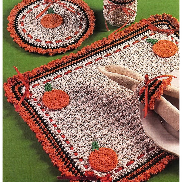Pumpkin Patch Set Crochet PATTERN, Sweet Kitchen Vintage Crochet Tutorials, Printable PDF, Hallloween, Instant Download DIY