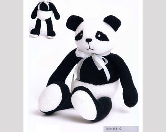 Panda Toy Knitting Pattern PDF, E-Book PDF Download, Plush Knit Toy, Stuffed Toys Patterns, Instant Download PDF