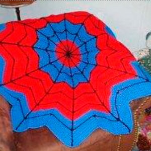Vintage Afghan Pattern, Spiderman Round Ripple Afghan Pattern, Spiderman Crocket Blanket Pattern, PDF Download