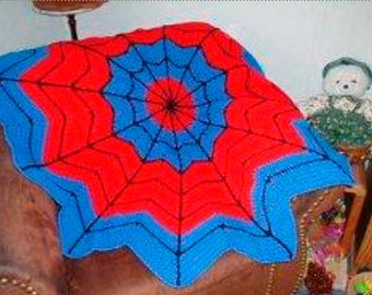 Vintage Afghan Pattern, Spiderman Round Ripple Afghan Pattern, Spiderman Crocket Blanket Pattern, PDF Download