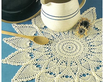 Pineapple Blooms Doily Crochet Pattern, Vintage Round Doily, Table Center Row by Row, Lacy Pineapple, Instant Download PDF