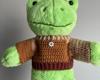 Cozy Handmade Ombré Sweater with Daisy Pin for Build a Bear
