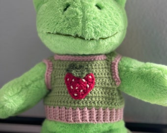 Handmade strawberry vest / toy clothing/ build a bear plush clothing