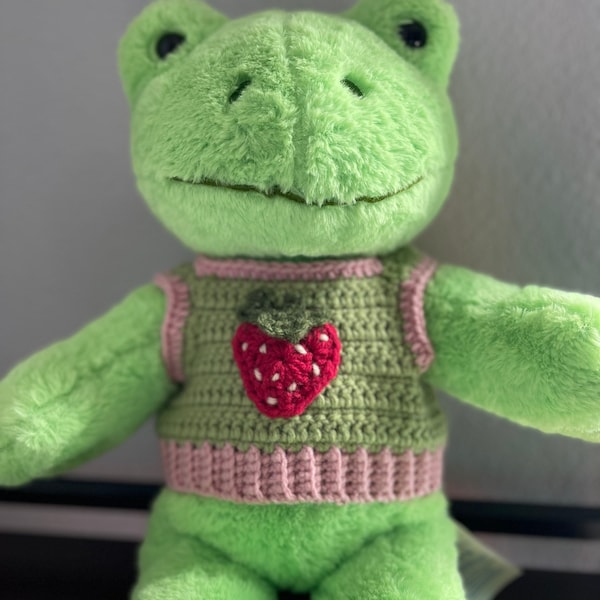 Handmade strawberry vest / toy clothing/ build a bear plush clothing