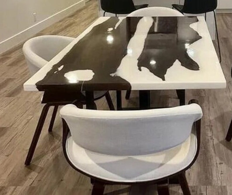 White Epoxy Table Top Dark Acacia Wood Epoxy Resin Table Etsy