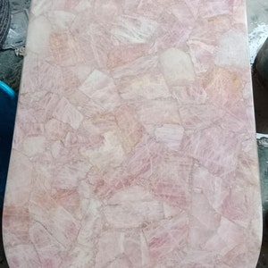 Patio Dining Table, Stone Coffee Table, Pink Rose Quartz Table Handmade Healing Crystal Hallway Kitchen Office Countertop Decor Gift for Him