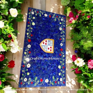 Handcrafted Lapis Lazuli Stone Rectangle Dining Table Elegant Customizable & Unique Centerpiece Top for Home Farmhouse Furniture Decorative