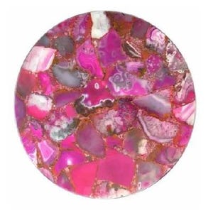 Round Coffee Table Top Beautiful Geode Pink Agate Stone Handmade Semi Precious Living Room Furniture