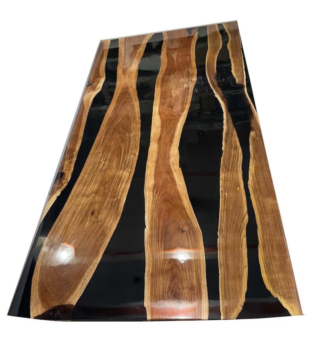 Black Epoxy Table Top Wooden Made to Order Hallway Living Room Etsy