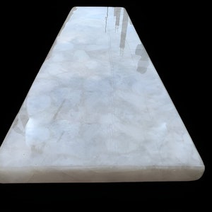 White Quartz Kitchen Island Top, Agate Quartz Center Dining Table Slab, Quartz Counter Top For Bar and Kitchen Console, Home Decor Interiors