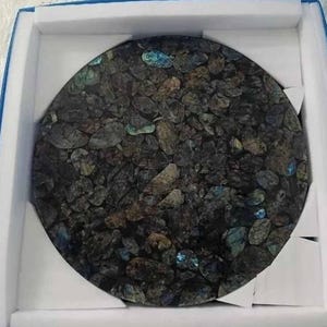 Stunning Round Labradorite Stone Coffee Table Top Gemstone Mid Century Modern Furniture Healing Crystal Office Meeting Garden Decor