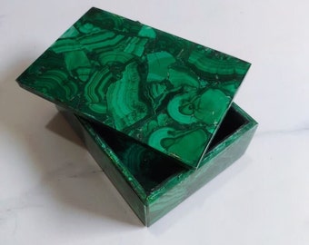 Malachite Jewelry Box, Marble Inlay Box, Gift for Girls, Stone Jewellery Boxes, Unique Birthday Gift, Green Keepsake Box, Occasional Gifts