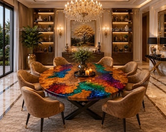 Round Epoxy Resin Table Handmade Wood Coffee Table Luxury Live Edge Table Designer Garden Furniture Custom Resin Table