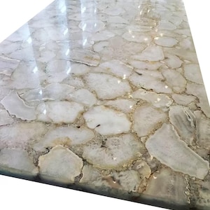 White Agate Table Top Custom Dining Table Kitchen Countertop Hallway Interior Sofa Center Table Crystal Side End Table Exclusive Furniture