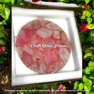 Custom Rose Quartz Gemstone Table Top Perfect for Coffee & Side Table Beautiful Handcrafted Home Decor Interior