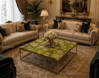 Natürlicher Achat-Couchtisch, luxuriöser quadratischer Beistelltisch, handgefertigtes Edelsteinmöbel für elegante Wohnzimmerdekoration