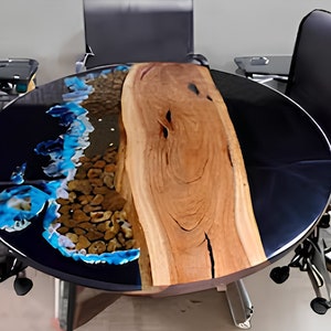 Live Edge Walnut Epoxy River Table: Custom Dining, Sofa, Center Table