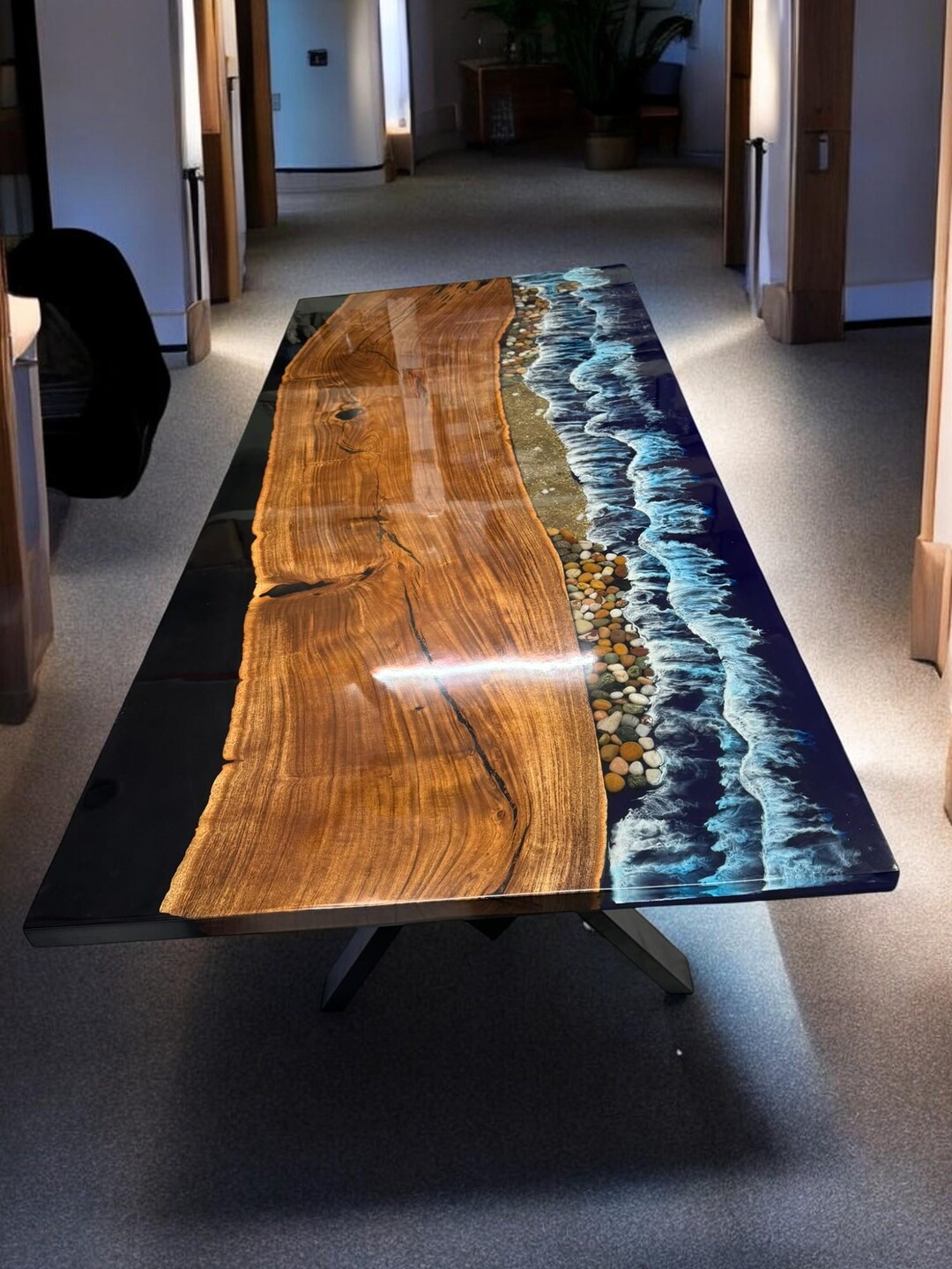 Handmade Ocean Wave Epoxy Resin Table: Luxury River Dining Table - Etsy