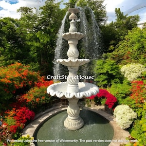 Gorgeous Handcrafted Floral White Marble Water Fountain Relaxing Water Feature for Modern Garden Decorative Interior