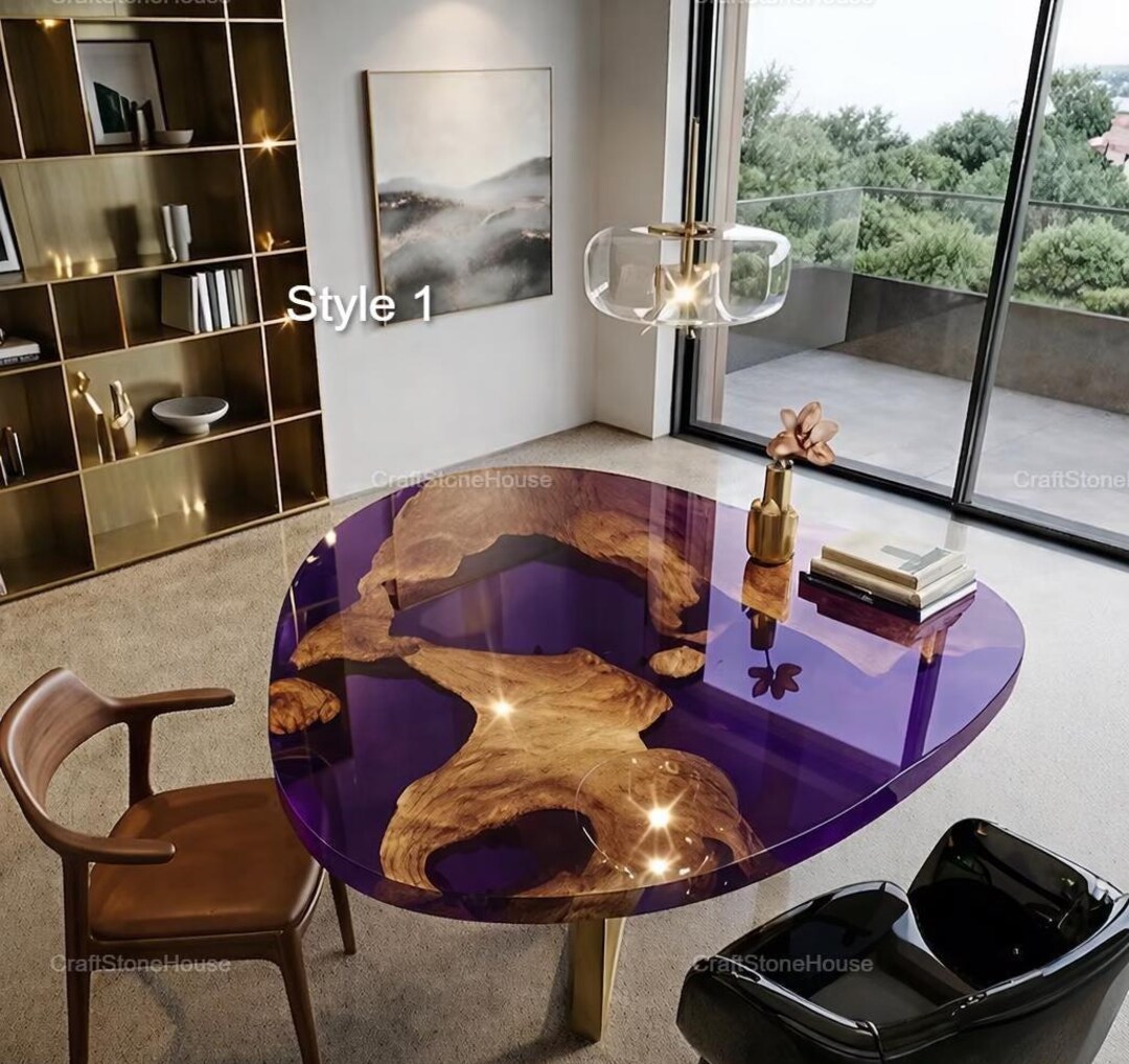 Luxury Epoxy Resin Coffee Table With Natural Wood Slab Resin River ...