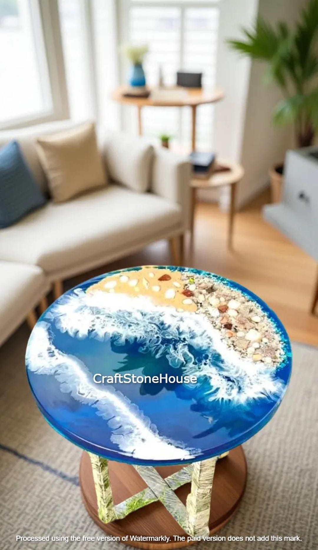 Ocean Wave Resin Coffee Table: Round Blue Epoxy, Coastal Decor - Etsy