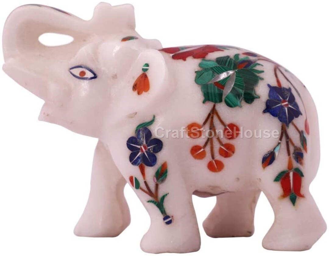 象の石彫刻 大理石 象の石彫刻 大理石 白い大理石の象のペア - 曲陽石