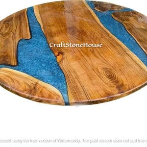 Epoxy Round Table, Epoxy Table Tops, Acacia Wood Dining Table, Blue River Table, Mid Century Modern Arts , Resin Table Tops