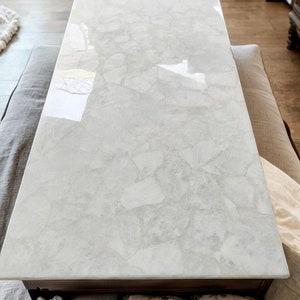 White Quartz Dining Table, Quartz Sofa Table Top, White Quartz Center Table,  Home Decor Modern Furniture Quartz Kitchen & Living Room Table