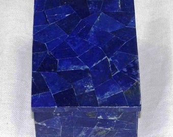 Rectangle Jewelry Keepsake Box Royal Look Marble Inlay Semi Precious Lapis Lazuli Random Art Mosaic Stone Mother's Day Gift