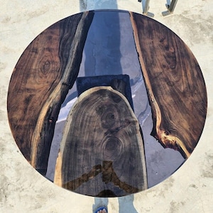 Clear Epoxy Table Top / Natural Wood Table / River Table / Handmade Table / Epoxy Furniture / Resin Table Top