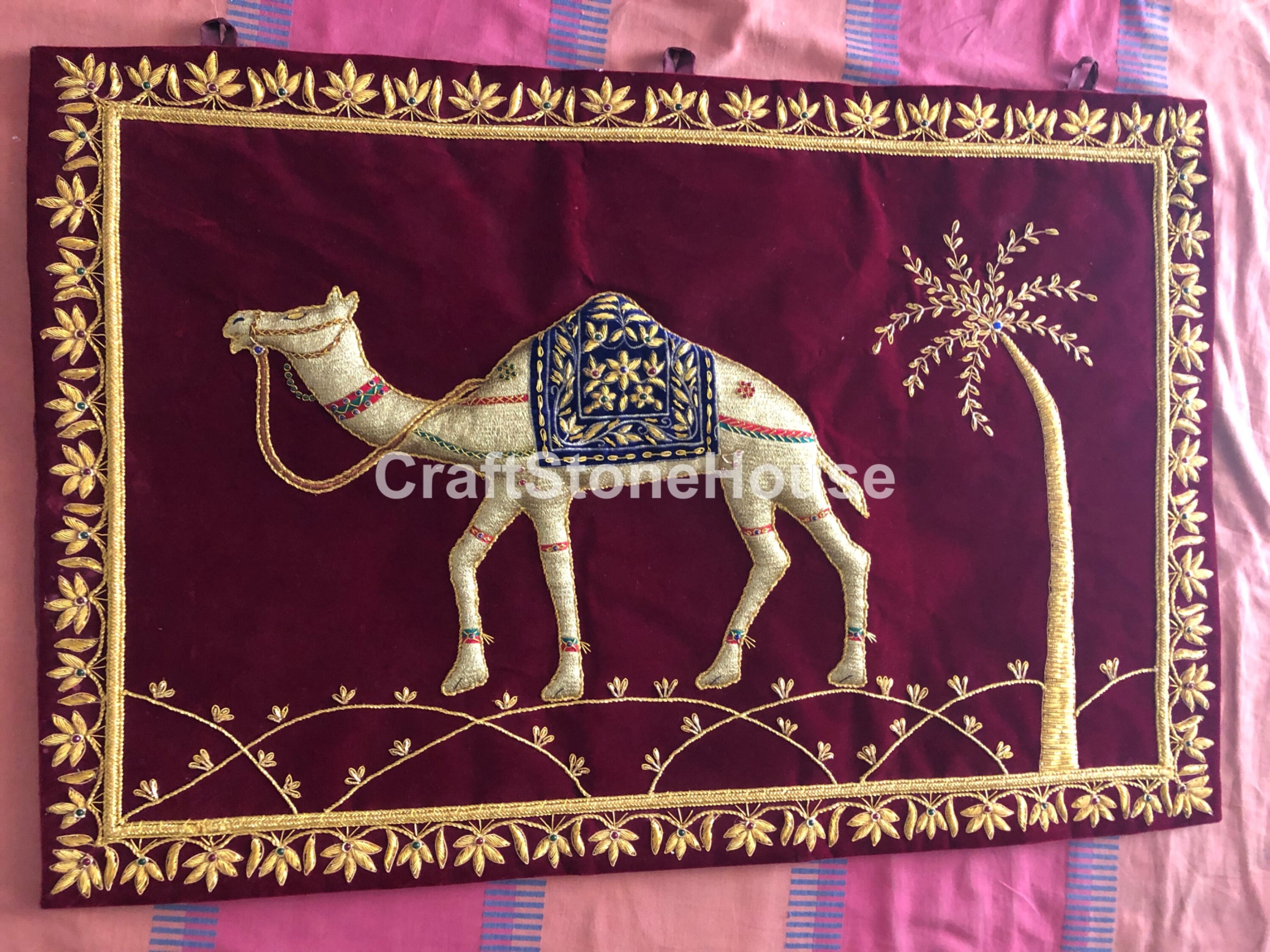 Indian Wall Hangings Gold Hand Zari Kashmiri Embroidery Wall Etsy