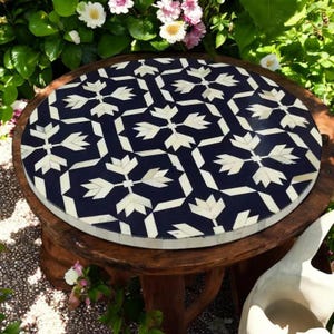 30&quot; Elegant Bone Inlay Center Sofa Coffee Table Handmade Round Cafeteria Modern Arts Luxury Console Bar Top Hallway Furniture Decors