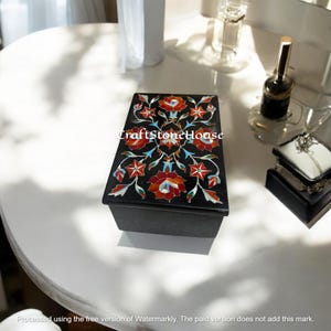 Einzigartige Rechteck Schwarz Marmor Schmuck Aufbewahrungsbox Halb Kostbare Karneol Inlay Edelstein Handmade Hochzeit Geburtstag Traditionelles Geschenk für Mädchen