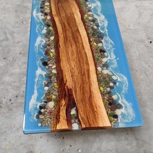 Acacia Wood Rectangular Epoxy Table Tops Made To Order Handmade Resin River Live Edge Handmade Dinning Room Furniture