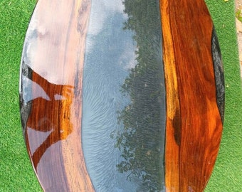 Farmhouse Epoxy Dining Table, River Coffee Table, Oval Epoxy Table Top, Custom To Order, Handmade Countertop, Resin Desktop, Wooden Table