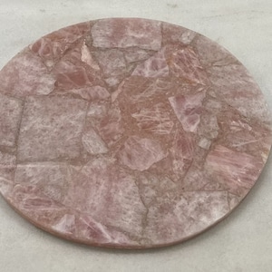 Buy Pink Quartz End Sofa Table, Unique Coffee Table, Custom Order Handmade Round Dining Table for Dining Room, Healing Crystal Gemstone
