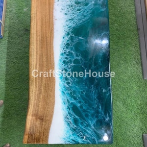 Ocean Epoxy Table, Epoxy Resin Table Top, Sea Wave Table, Beach Epoxy Table, Made-To-Order, Living Room Furniture