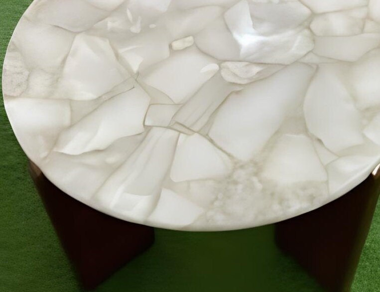 White Quartz Coffee Table Top Round/ Handmade Living Room Furniture