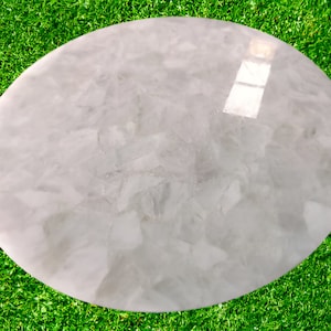 White Agate Table Top, Round Coffee Table, Agate Dining Table, Quartz Countertop, Crystal End Table, Handmade Home Decor