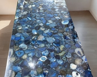 Natürliche Blaue Konsolentischplatten Nach Maß Einzigartige Sofa-Mitte Rechteckige Luxuriöse Kaffee- und Essplattenplatten für Restaurantinnenraum-Deco